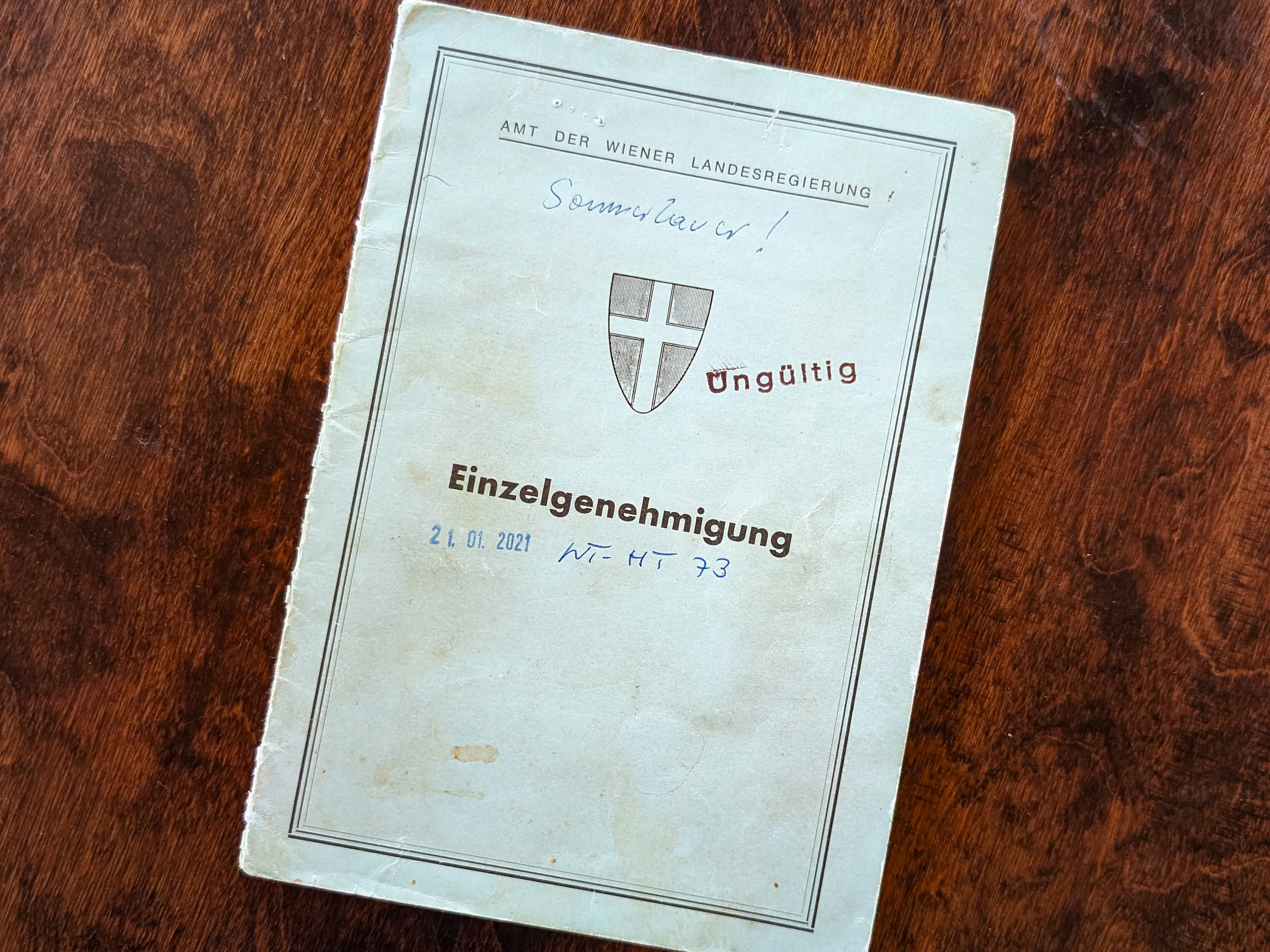Die Einzelgenehmigung, das Dokument für die österreichische Erstzulassung 1973